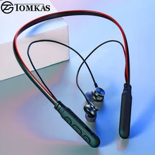TOMKAS TWS 5,0 Bluetooth беспроводная гарнитура с шейным ремешком спортивные наушники с гарнитура Bluetooth с микрофоном беспроводные наушники