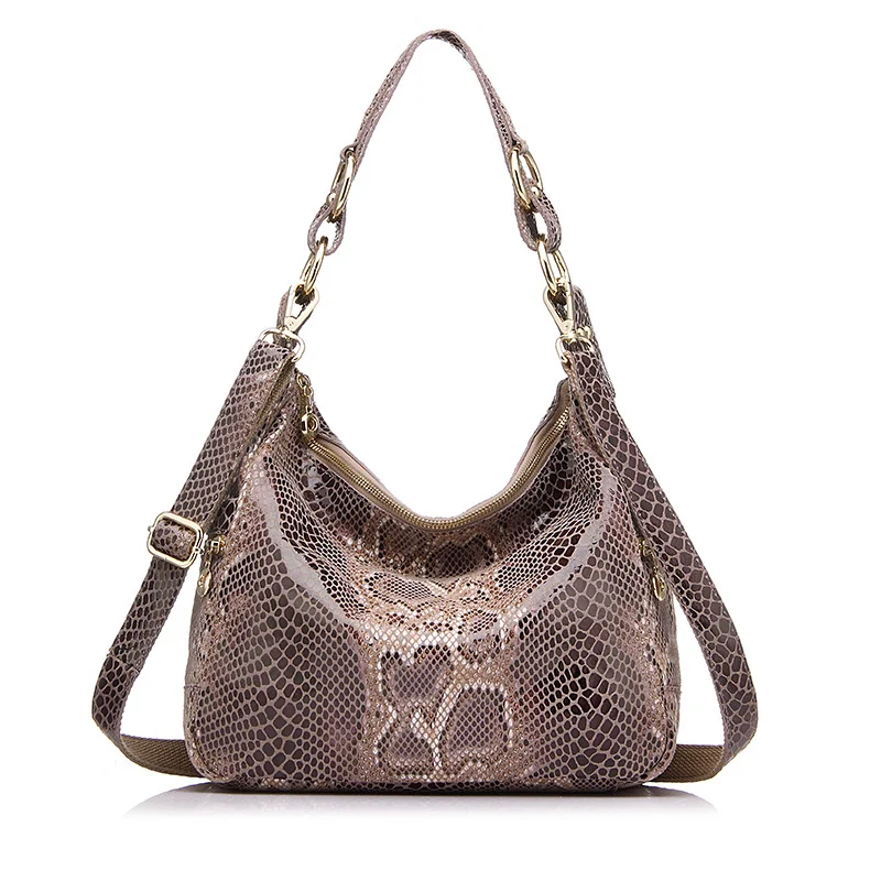 REALER женские сумки из натуральной кожи женские классические змеиные принты сумки через плечо женские большие сумки-мессенджеры - Цвет: khaki