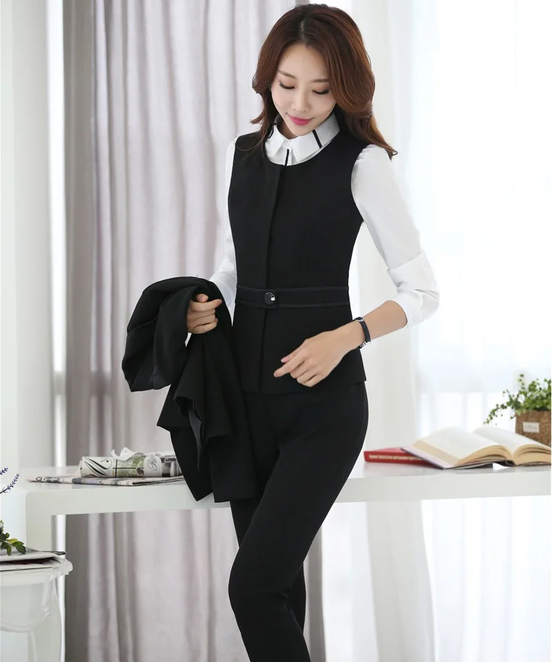 Formal Vest & Waistcoat Women Business Suits Ladies 2 Piece Pant and Waistcoat Vest Sets