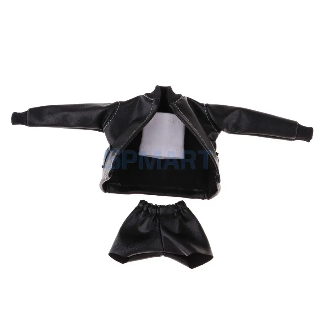 12inch Dolls Clothes PU Leather Jacket Shorts Pants Vest Outfit for Blythe Licca Pullip Azone Party Dress Up