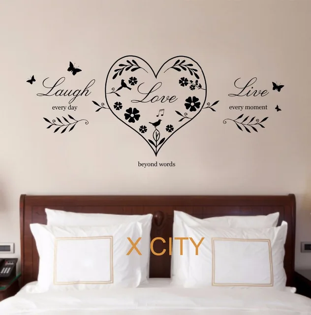 Live Laugh Love Heart Quote Creative Wall Art Sticker Removable Live Laugh Love Heart Quote Creative Wall Art Sticker Removable Vinyl Transfer Decal Warm Home Bedroom