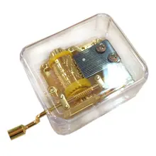 Exquisite Clear Transparent Acrylic Gold Hand Cranked Gurdy 18 Note Music Box Play Castle in the Sky Square