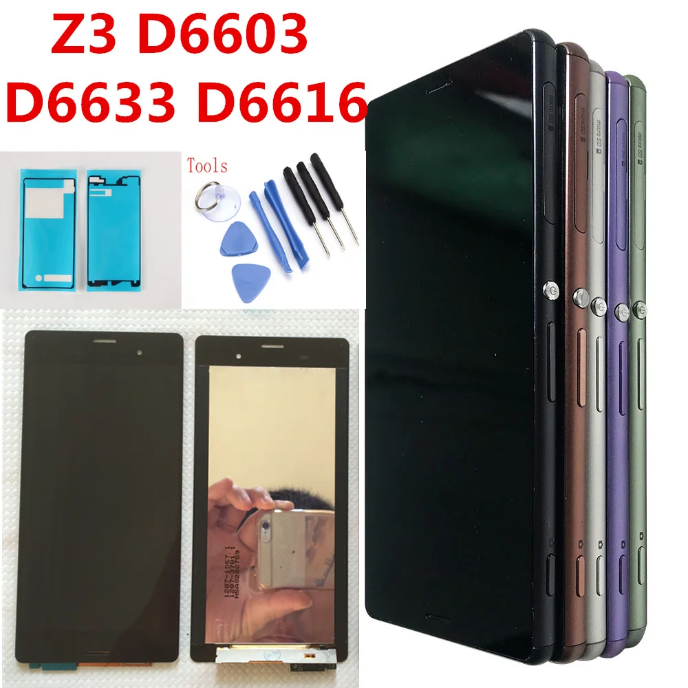 

For SONY Xperia Z3 Screen Original 1920x1080 5.2'' LCD for Sony Z3 Display Touch Screen with Frame D6603 D6633 D6653 L55T Tools