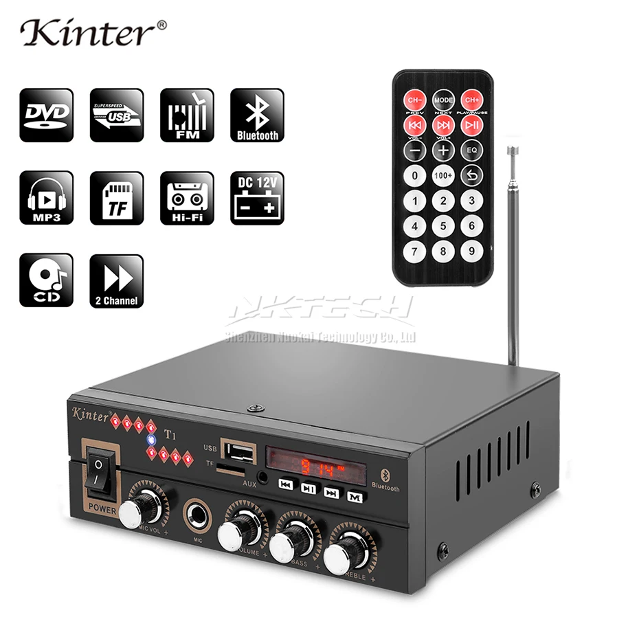 Автомобильный усилитель мощности Kinter T1 цифровой аудиоплеер Bluetooth 2CH 25 Вт RMS Hi Fi