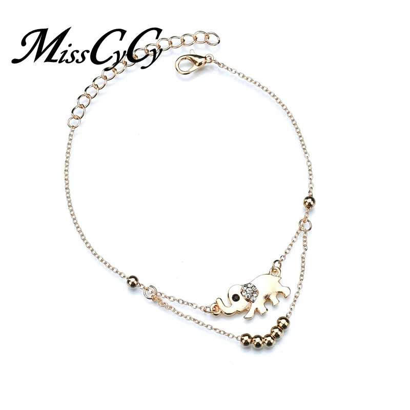 

MissCyCy Vintage Elephant Anklets For Women Ankle Bracelet Fashion Beads Foot Chain Beach Accessories