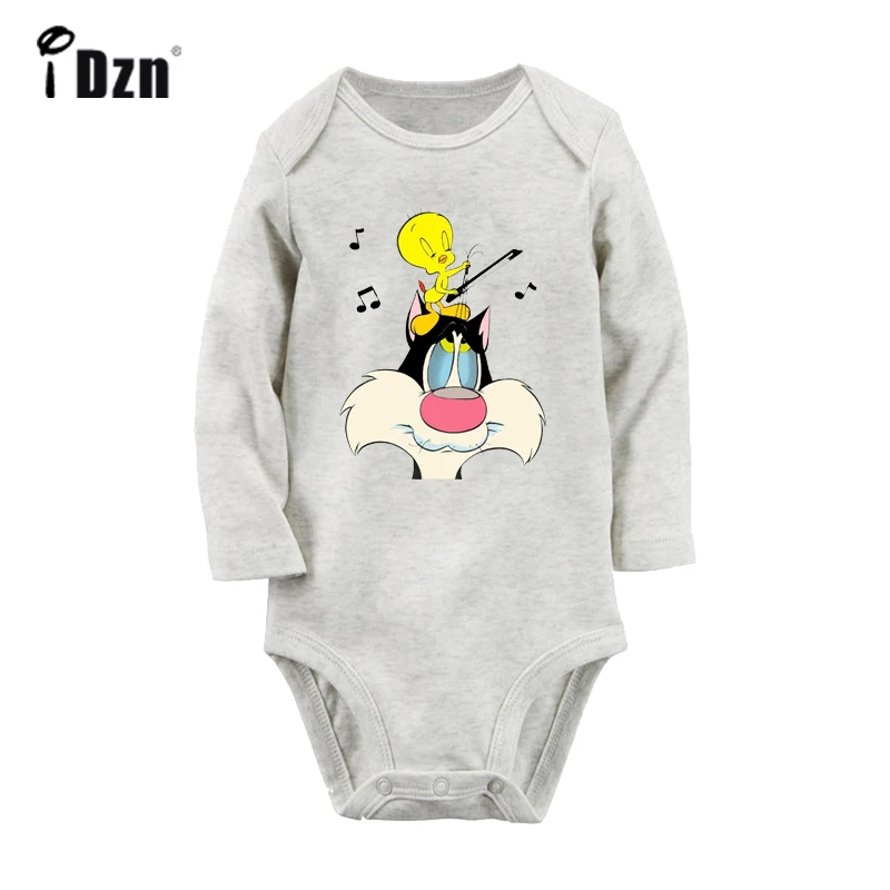 

TweetyBird Riding Sylvester Cat Design Newborn Baby Boys Girls Outfits Jumpsuit Print Infant Bodysuit Clothes 100% Cotton Sets