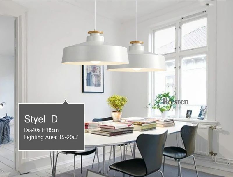 Horsten Nordic Simple Modern Pendant Lights Wood Aluminum Lampshade Industrial Lighting Loft Dining Room Pendant Lamp E27 (15)