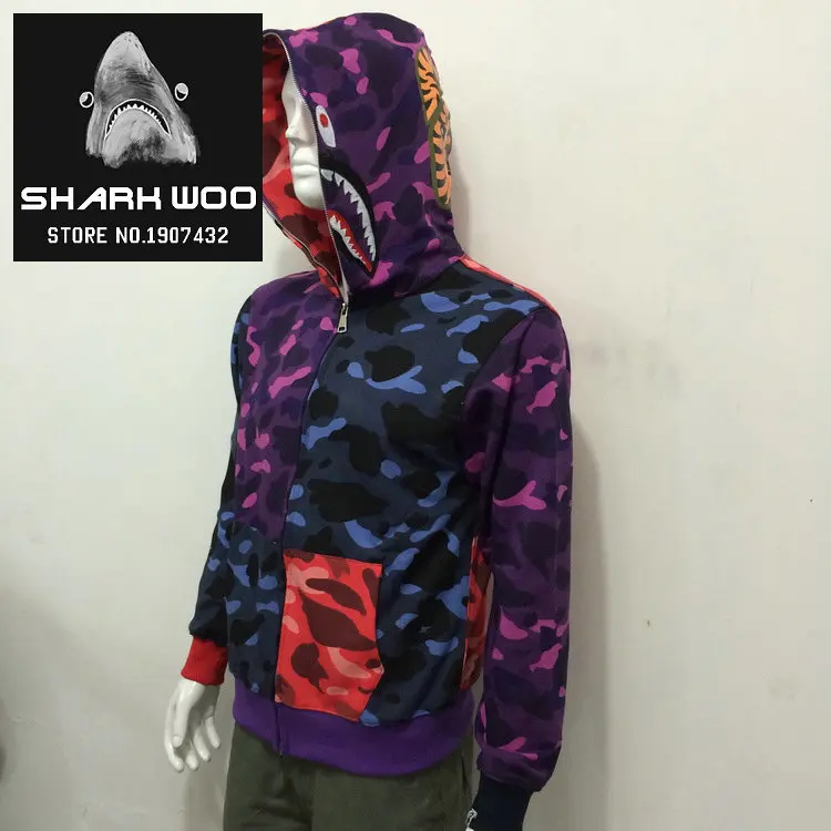 Bape felpa uomo donna harajuku shark viola + rosso patch camo felpe  colorate mens giacca in pile moleton masculino sudaderas|jacket  flight|hoodies polohoodies hollister - AliExpress