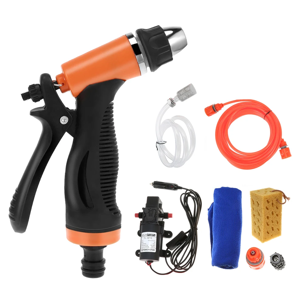

High Pressure Cleaning Pump Car Washing Machine Cigarette Lighter Vehicular Wash Device Hand Tool Sets With 8m Outlet Water Pipe