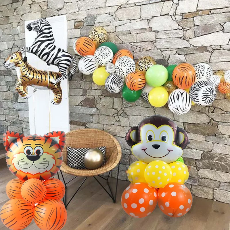 

MEIDDING Jungle Birthday Theme Party Mini Animal Foil Balloons Lion Monkey Zebra Decoration Balloon Kids Zoo Party Supplies