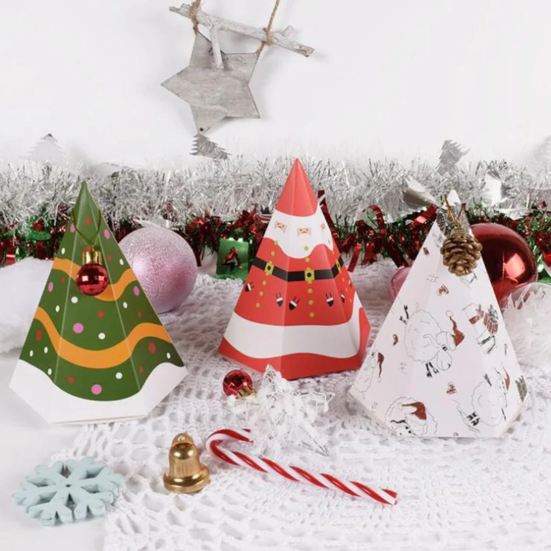

50pcs New Christmas Paper Gift Box Christmas Tree/Santa Chocolate Candy Box Gift Bag Packaging Christmas Decorations for Home