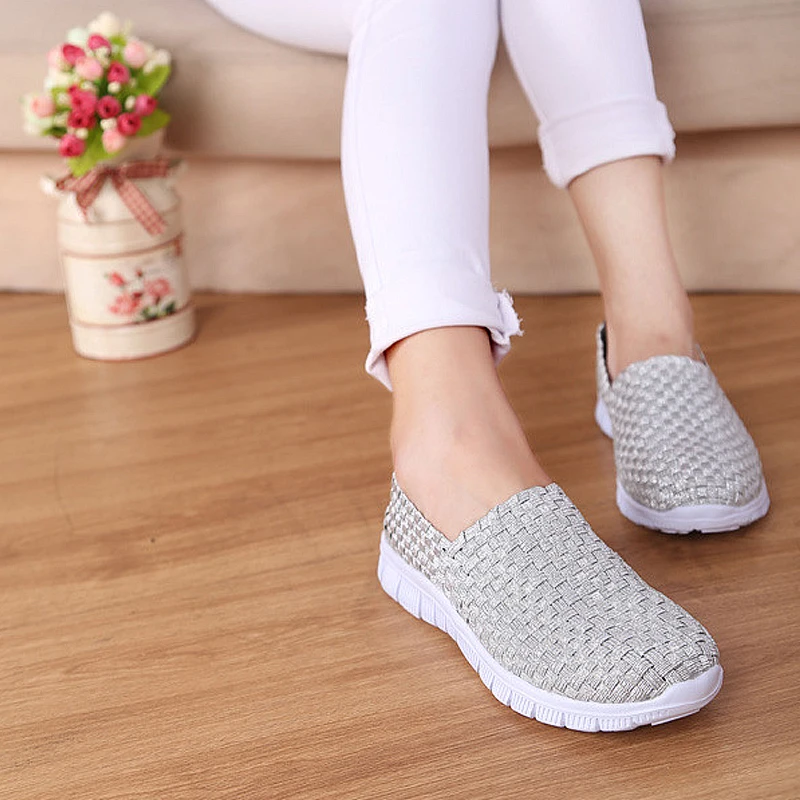 Женская плетеная обувь ручной работы BeckyWalk Повседневные Дышащие слипоны на