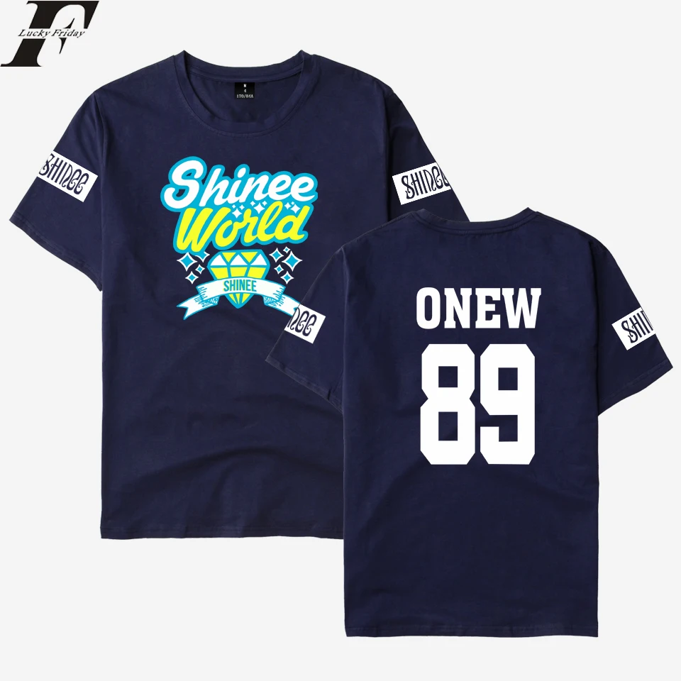 Модные футболки LUCKYFRIDAYF SHINee Kpop с принтом в стиле хип хоп для пары мужчин и женщин