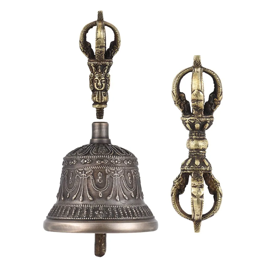 

High Quality Handcrafted Tibetan Meditation Singing Bell with Dorje Vajra Bronze Temple Buddhism Buddhist Practice Instrument