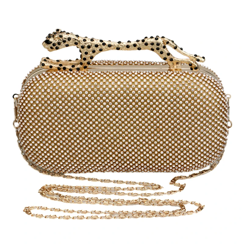 Leopard Head Ladies Handbag Luxury Banquet Women Evening Bag Crystal