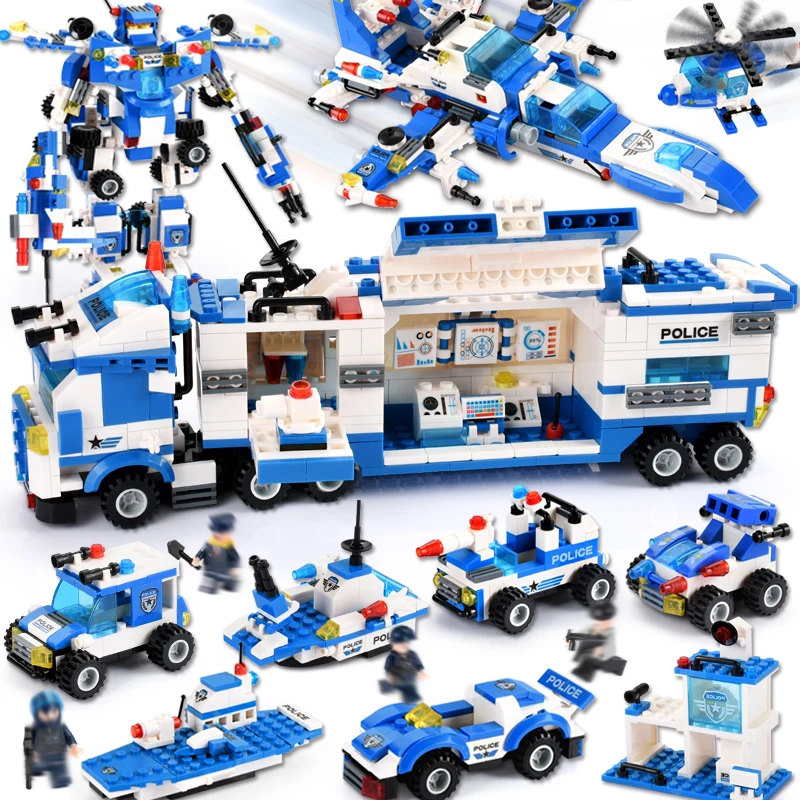 

825PCS 762PCS 8 IN 1 Robot Aircraft Car Compatible LegoINGLY City Police Building Blocks Sets Creator Bricks Toys For Children