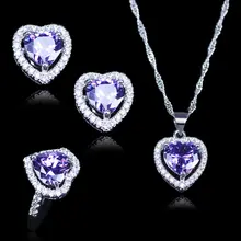 Русский романтический стиль фиолетовый кристалл белый цирконий серебристый 925 штамп серебряный цвет комплекты украшений для женщин лучший рождественский подарок