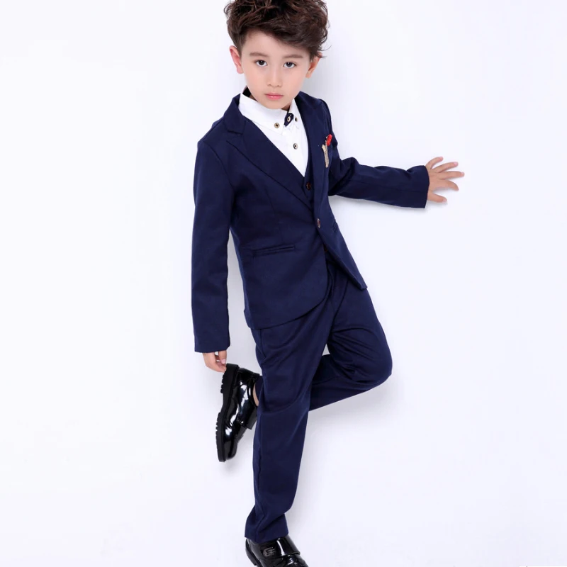 

2019 Boys Wedding Suit 3PC ( Vest + Pant + Blazers ) Kids Suits Formal Blue Gray Children Costume School Suit Kids Suit Boys