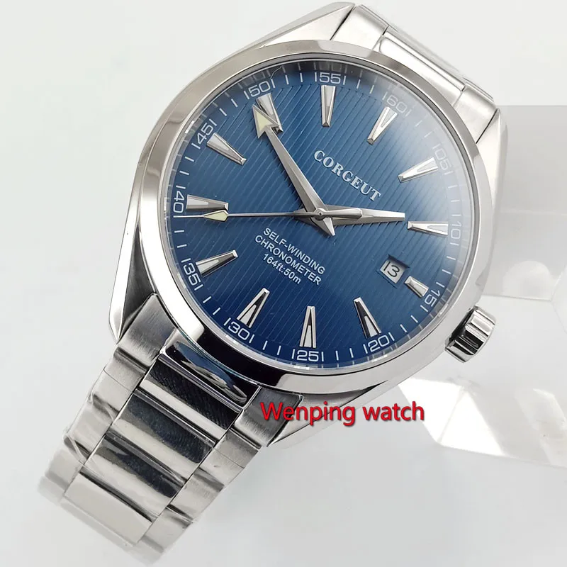 

Corgeut 41mm Saphirglas Blau dial Datum Automatisch Herren watch W2861