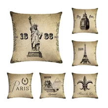 European Decorative Cushion Cover Logo Building Freedom Goddess Tower Pisa Leaning Tower Pattern Hug PillowcaseDecoration