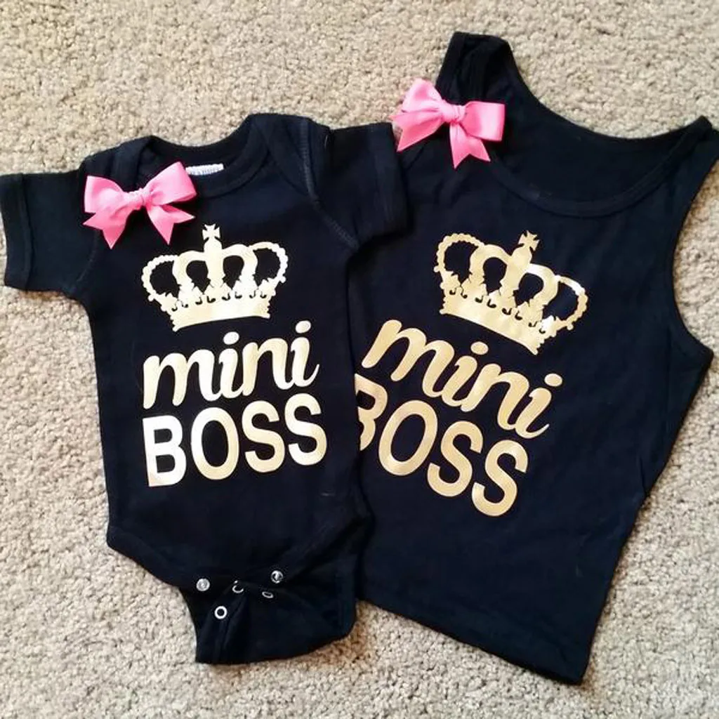 

Kids Baby Girl Summer 2019 Tops Fashion Short Sleeve Letter Print Bow Baby Girl Sister T Shirt Casual Baby Girl Top Kid Clothes