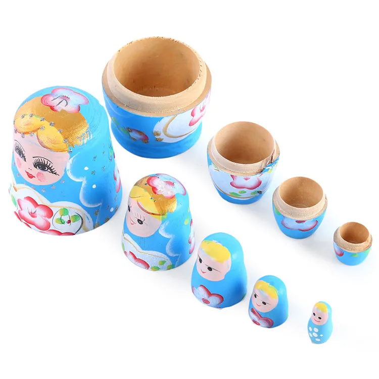 

5PCS Wooden Matryoshka Doll Colorful Handmade Lovely Nesting Doll Russian Doll Handmade Souvenirs for Kids Xmas Gift