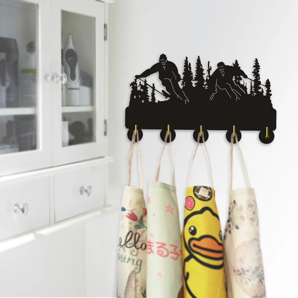 

1Piece Skiers Sport Multi-purpose Design Wall Hooks Coat Rack Hook Clothes Hat Towel Hooks Keys Holder Hooks Organizer Hook