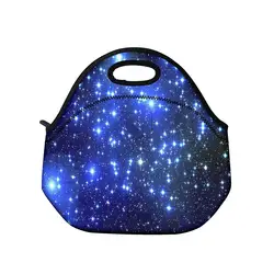 Синий Galaxy неопрена обед мешок Термальность утепленная Коробки для обедов Zipper Tote For Для женщин Кулинария для детей сумка обед кулер сумки