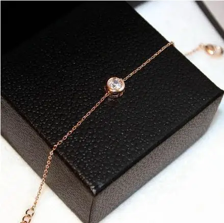 

YUNRUO AAA Cubic Zircon Crystal Bracelets Women Titanium Steel & Rose Gold Color Exteneded Link Chain Valentines Gift for Girl