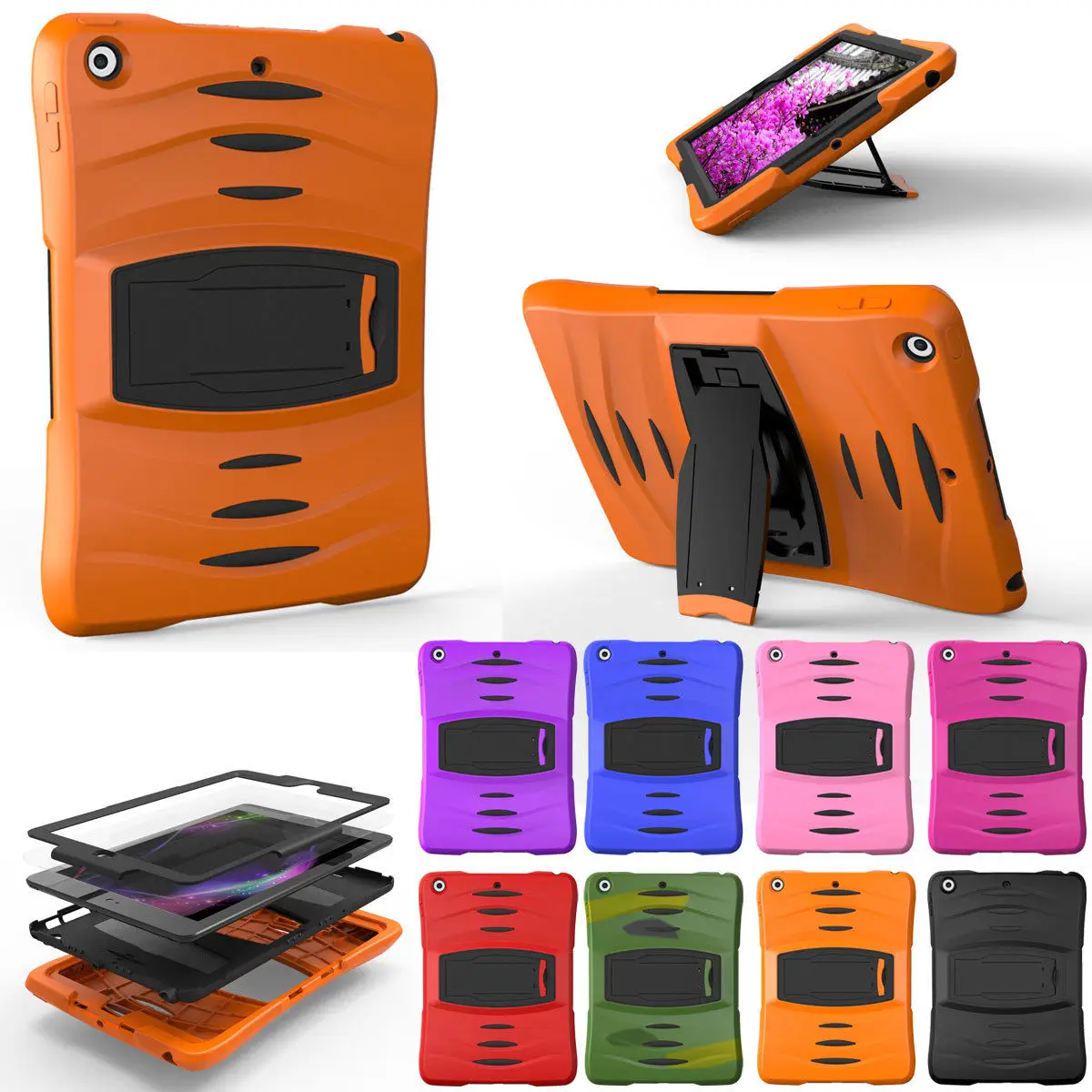 

Silicone Stand Case For Samsung Galaxy Tab E 9.6 inch T560 T561 Tablet Case Cover 2018 Armor Shockproof Protective Skin Cover