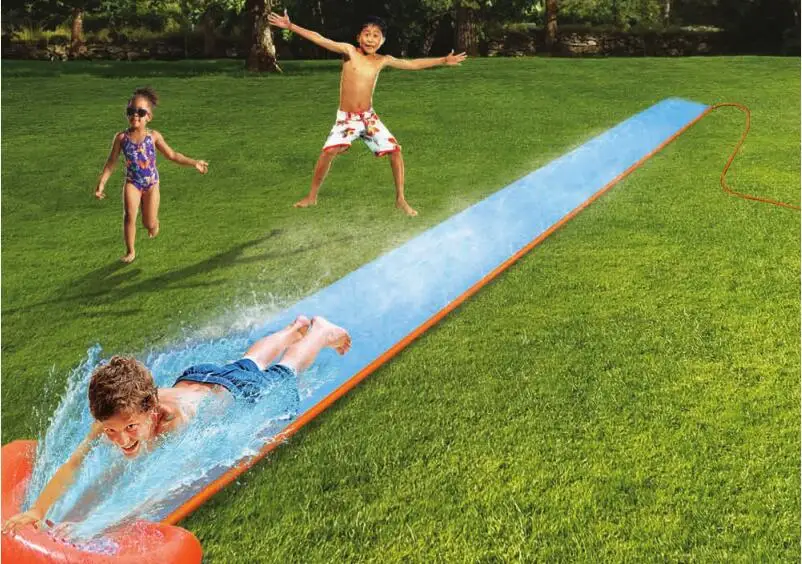 

52207 Bestway 5.49m Long H2OGO!Single Slide 18' Soft Landing For A Smooth & Fast Ride 1-Lane Slide With A Wet Drench Pool Finish