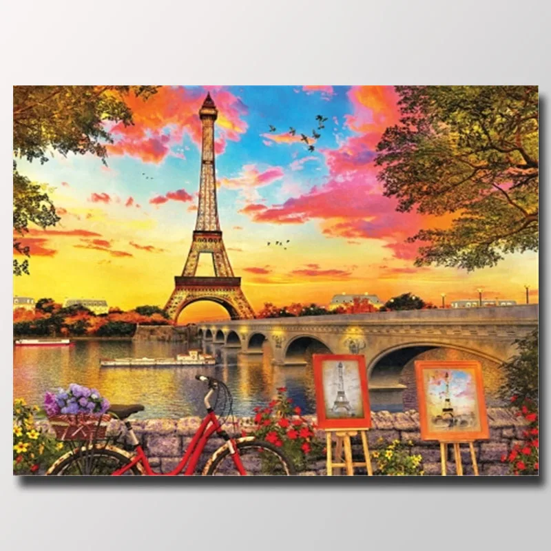 Paris Tower 5D diamond painting scenery Diamond mosaic embroidery on the photo Home decorations Bridge | Дом и сад