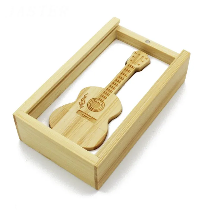 Bamboo with box POWERONE логотип на заказ Деревянный Гитары+ коробка флэш-накопитель 4 GB/8 GB/16 GB/32 GB/64 GB дерево Гитары s usb флеш-накопитель Флешка подарки - Цвет: Bamboo with box