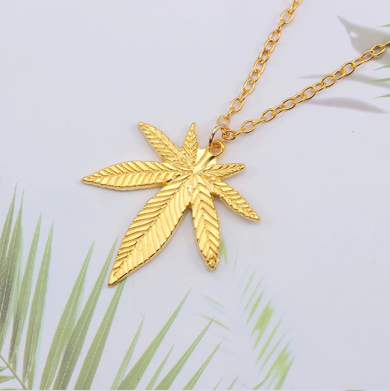 Hip Hop Tree Leaf Necklace For Women Men Small Weed Herb Maple Leaf Pendants Necklaces Unisex Plant Jewelry Dropshipping Collar