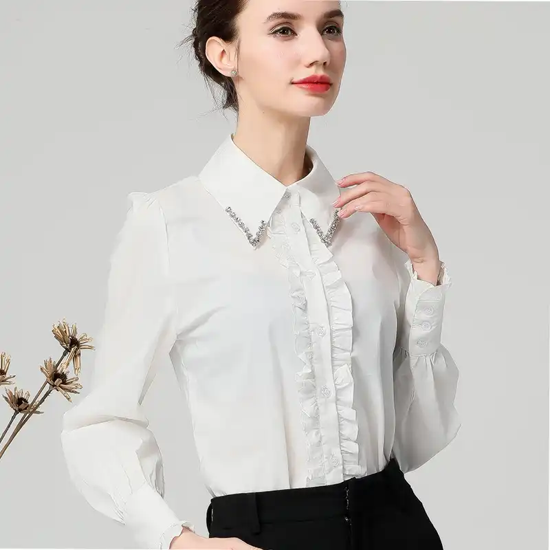 Formal White Blouses With Ruffles Flash 