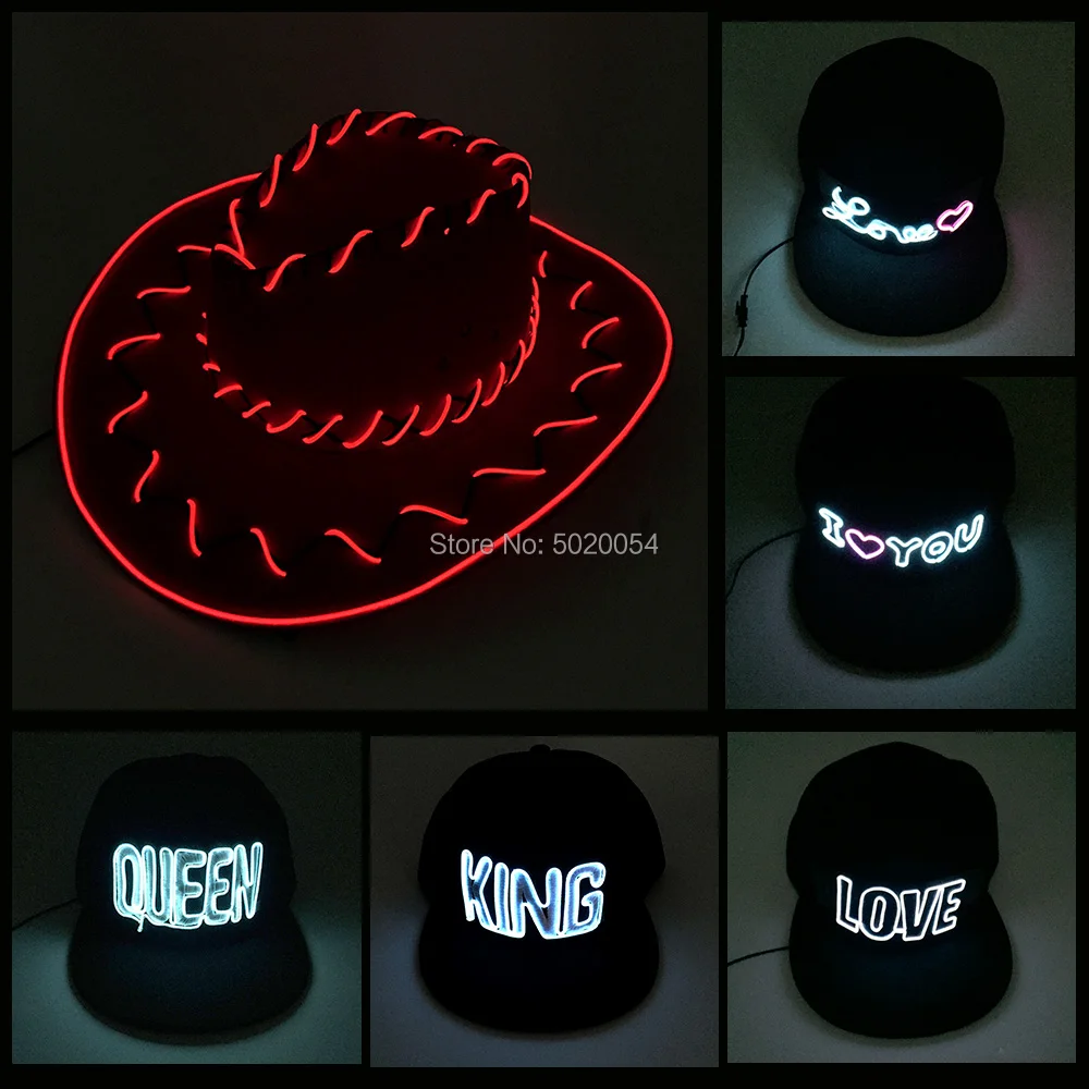 

Stage Performance Props Hats Supplies Dance props Light Up Hip Hop Caps EL Cold Light Dance DJ Hat Glowing Led Cowboy Hats