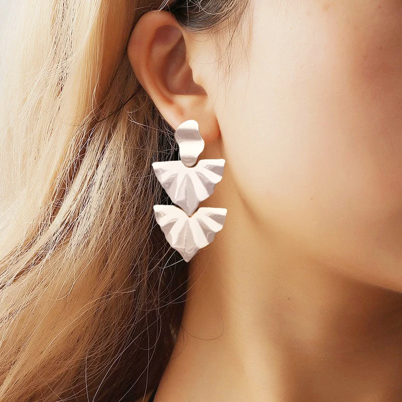 

EK214 Unique Big Double Leaf Drop Earring for Women Vintage Geometric Metal Statement Earring Wedding Party Jewelry Punk Boho