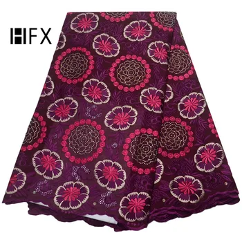 

HFX High Quality Nigeria Embroidery Cotton Lace 5 Yards African Lace Fabric 2019 Magenta Swiss Voile Lace in Switzerland L310