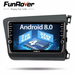 Funrover автомобильный мультимедийный плеер ips 2 din Радио DVD для Honda Civic правая ведущая 2011-2015 стерео головное устройство gps Малайзия Пакистан