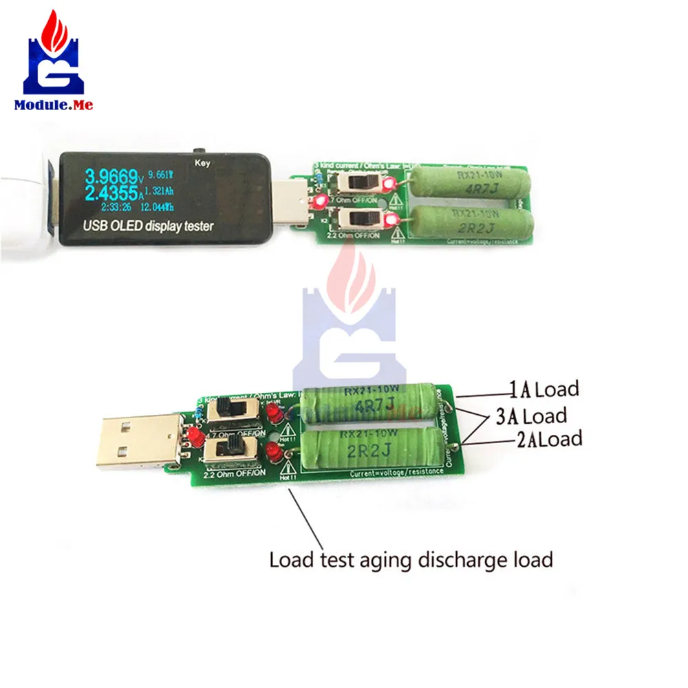 

Resistor USB DC Electronic Load Adjustable Switch 3V 5V 1A Current 2A 3A Battery Capacity Discharge Voltage Tester Resistance