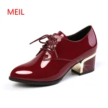 2018 Autumn New Women Pumps High Heels Office Shoes Lace Up Female Shoes Ladies Genuine Patent Leather Shoes Big Size 34-43 2018 Autumn New Women Pumps High Heels Office Shoes Lace Up Female Shoes Ladies Genuine Patent Leather Shoes Big Size 34-43