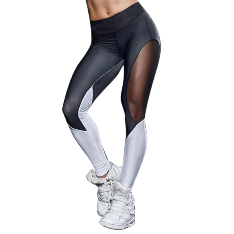 

Good! 2018 Women's Sports Irregular Thread Splicing Pants Breathable Trousers Stretch compression Fitness Tights Pants im