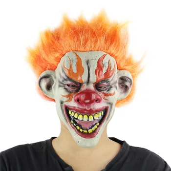 

Halloween Mask Horrific Mask Creepy Terrifying Toothy Yellow Flame Clown Mask Demon Adult Scary Clown Masks Props