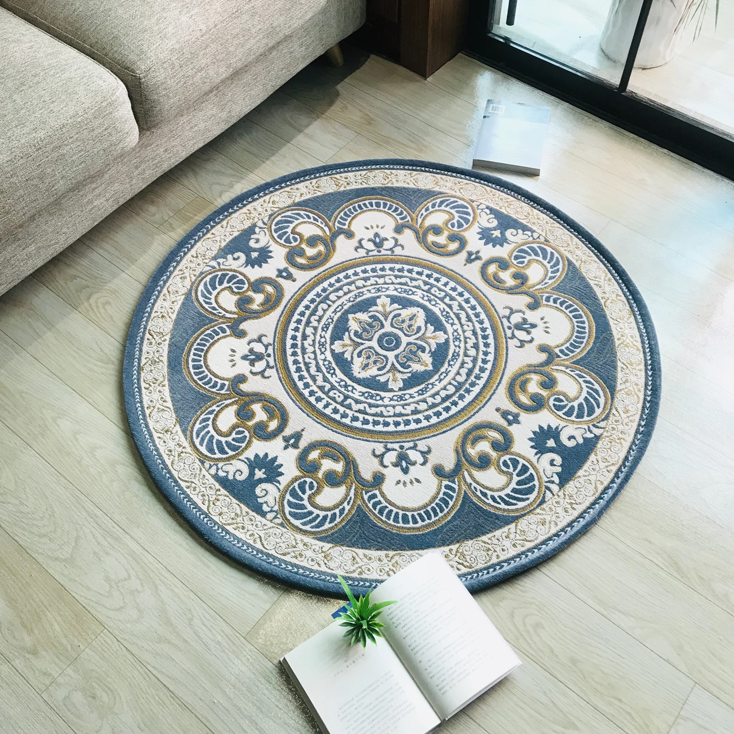 

European jacquard round carpet Living room/bedroom Rug chenille floor mat hanging basket cushion Artificial wool carpet Non-slip