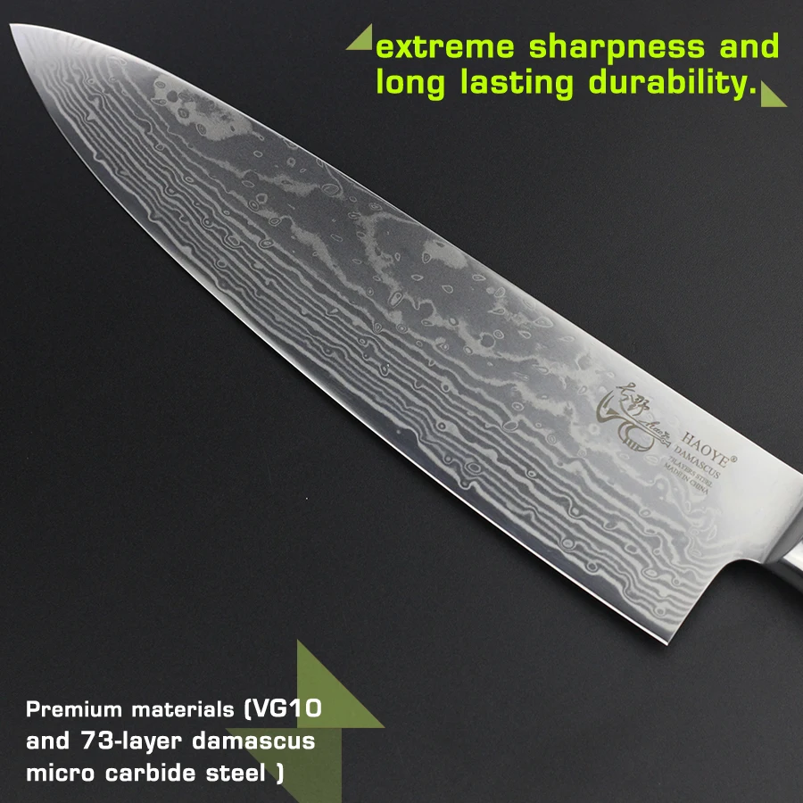 HAOYE damascus chef knife Japanese vg10 steel kitchen knives color wood handle luxury sharp cooking - 32739213431