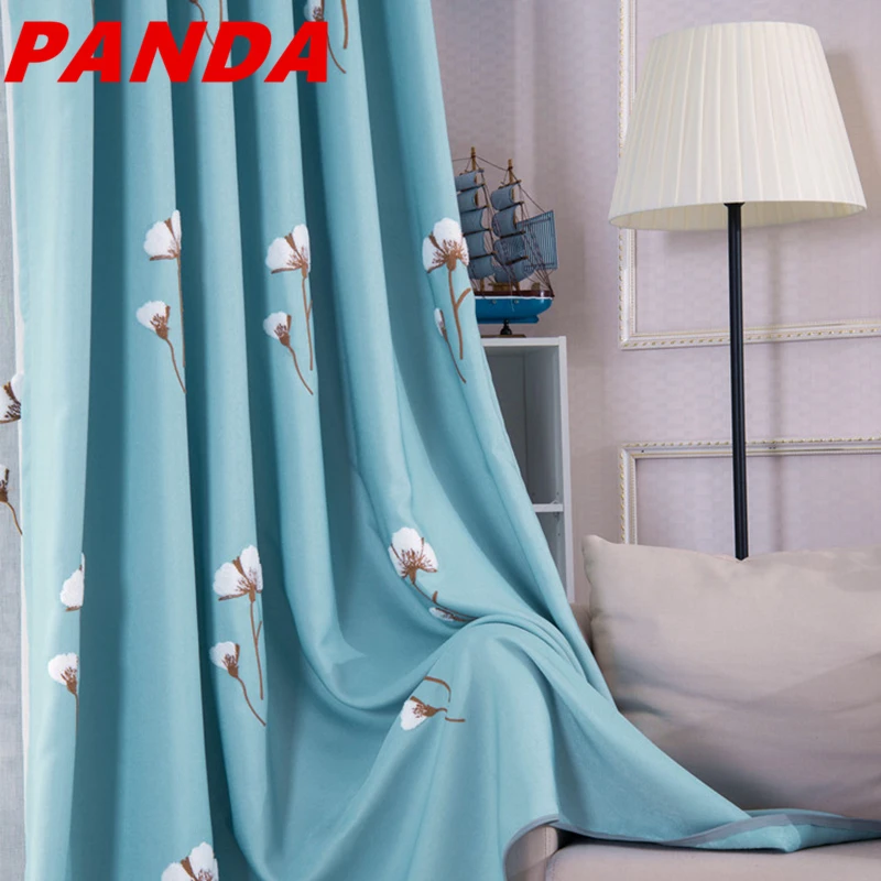 

Pastoral Embroidered Curtains For living Room Floral Shading Curtains Bedroom blackout Window drapes home decoration