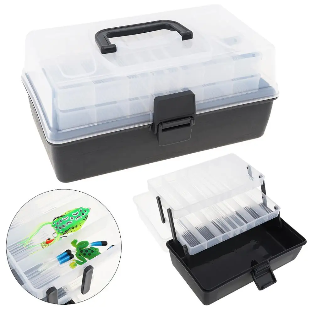 

3 Layers Portable 30 x 18 x 15cm Multifunctional Fishing Lure And Reel Tools Box Durable Plastic Big Fishing Tackle Box