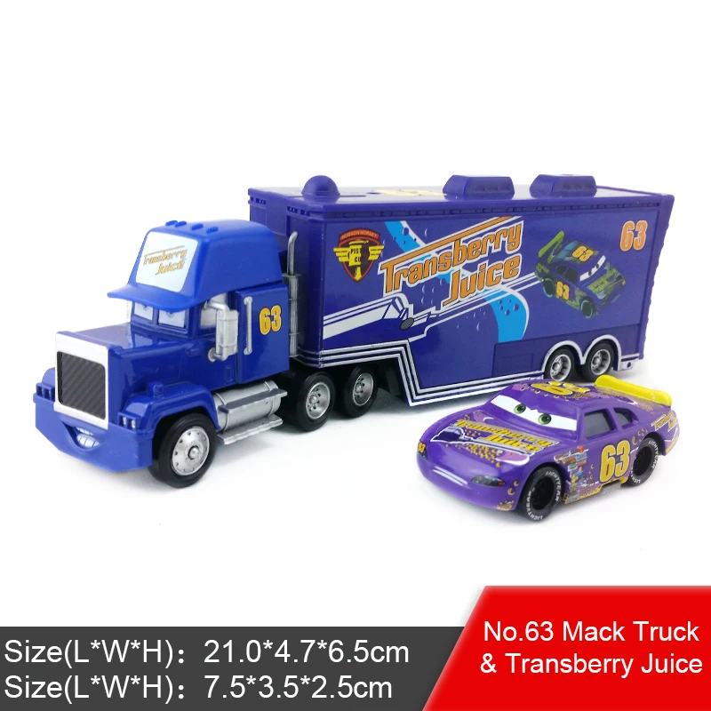 Disney Pixar Cars 2 3 Lightning McQueen Jackson Storm Mack Uncle Truck King 1:55 автомобиль из литого металла игрушка для детей подарок - Цвет: Mack and No.63