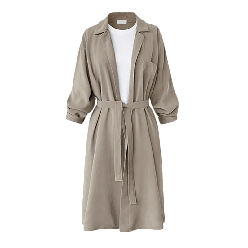 Femmes Tranchée vent Feminino L'automne Vogue Pour Mode Manteau Jupettes Ouvrir New Casual Beau Hauts Outwear Point Longue Cardigan Coupe b A 4EnzqgqIw