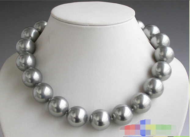 

Free shipping >>>>>>p2852 HUGE 17" 20mm round gray SOUTH SEA SHELL PEARL NECKLACE